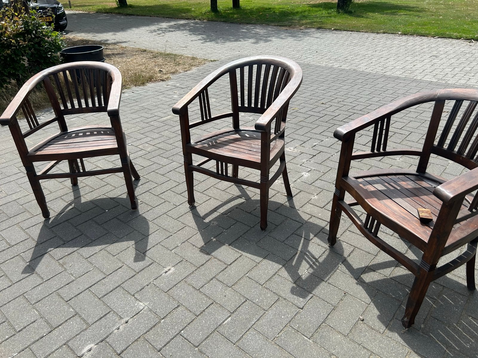 Set van 3 Teakhouten stoelen, Antiek en Kunst, Ophalen