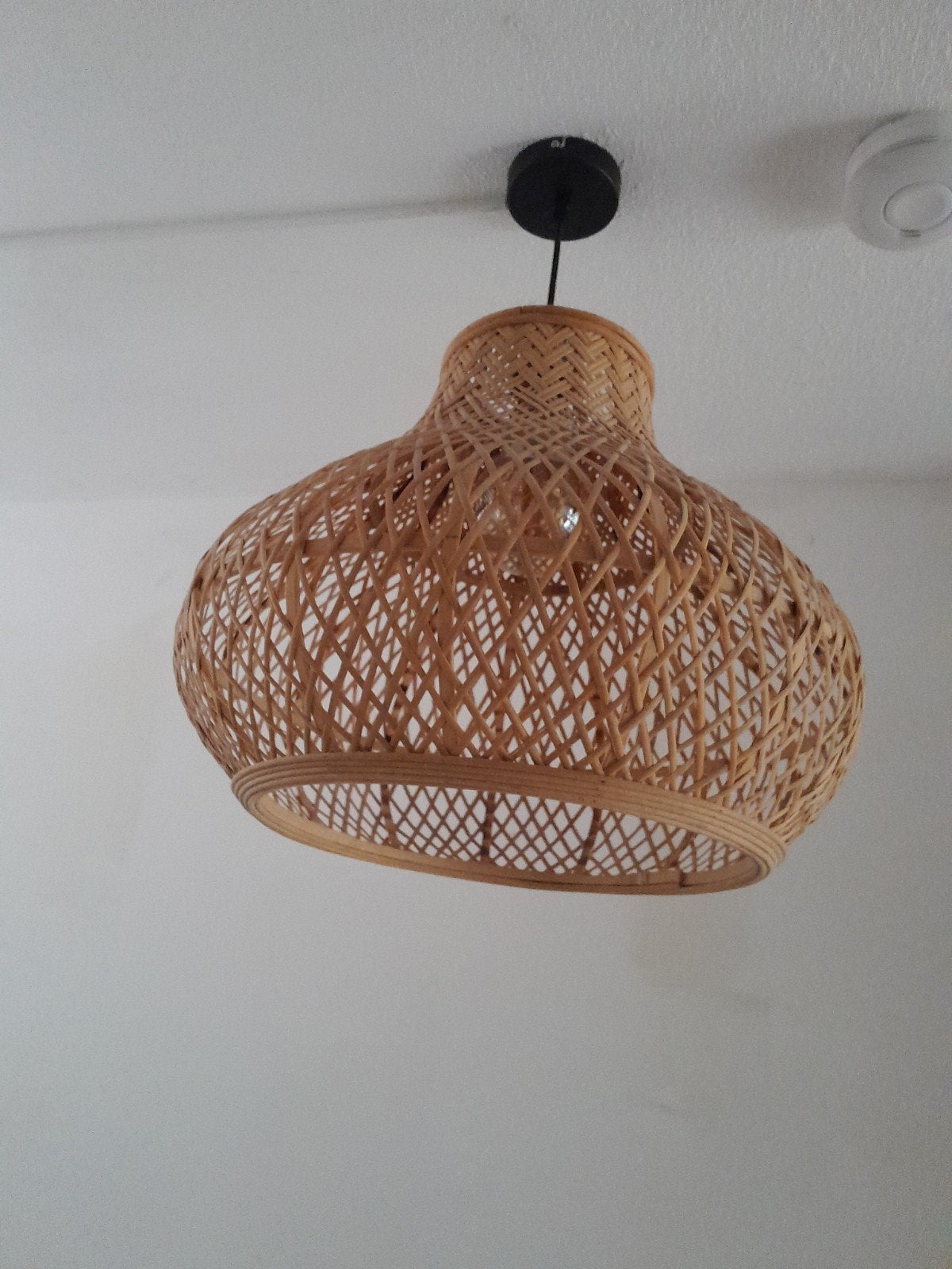 2 Rotan bohemian hanglampen - 45x40 cm, Huis en Inrichting, Ophalen, Zo goed als nieuw, Natuurlijk materiaal