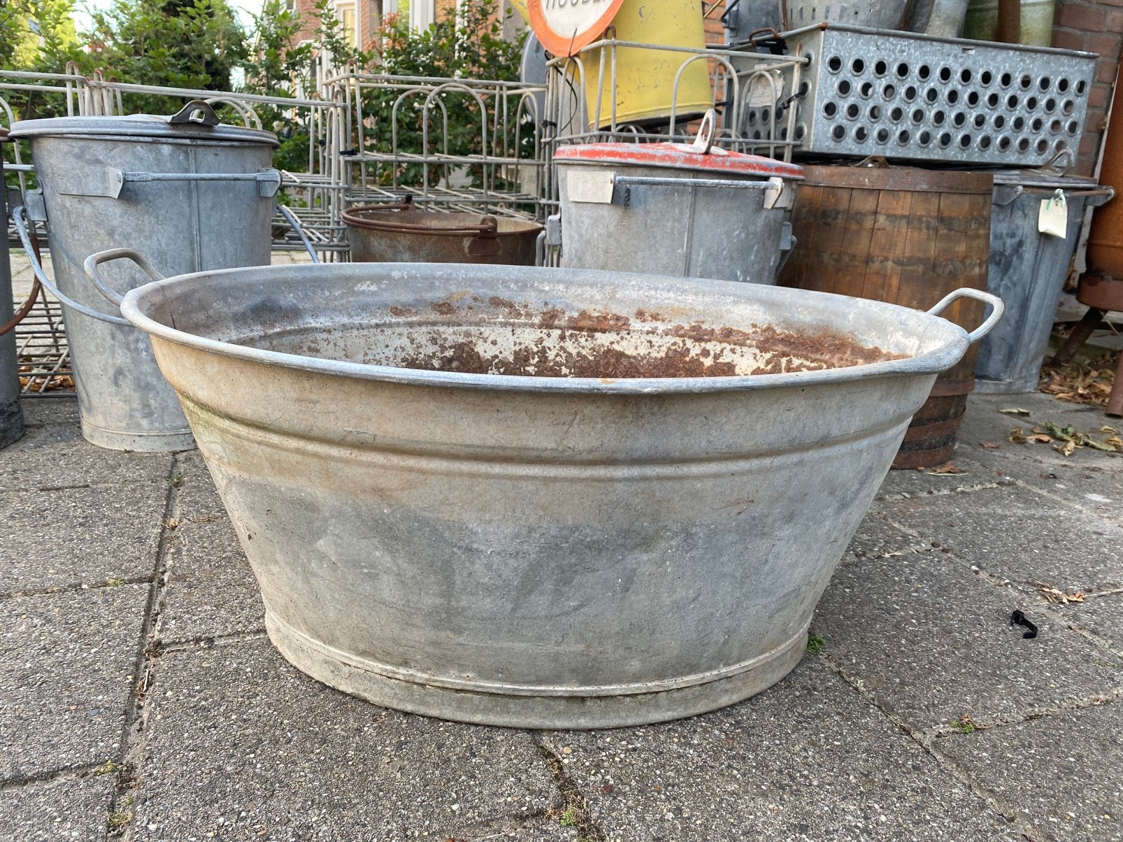 Zinken wasteil. 74cm, Ophalen, Minder dan 30 cm, Rond, Zo goed als nieuw