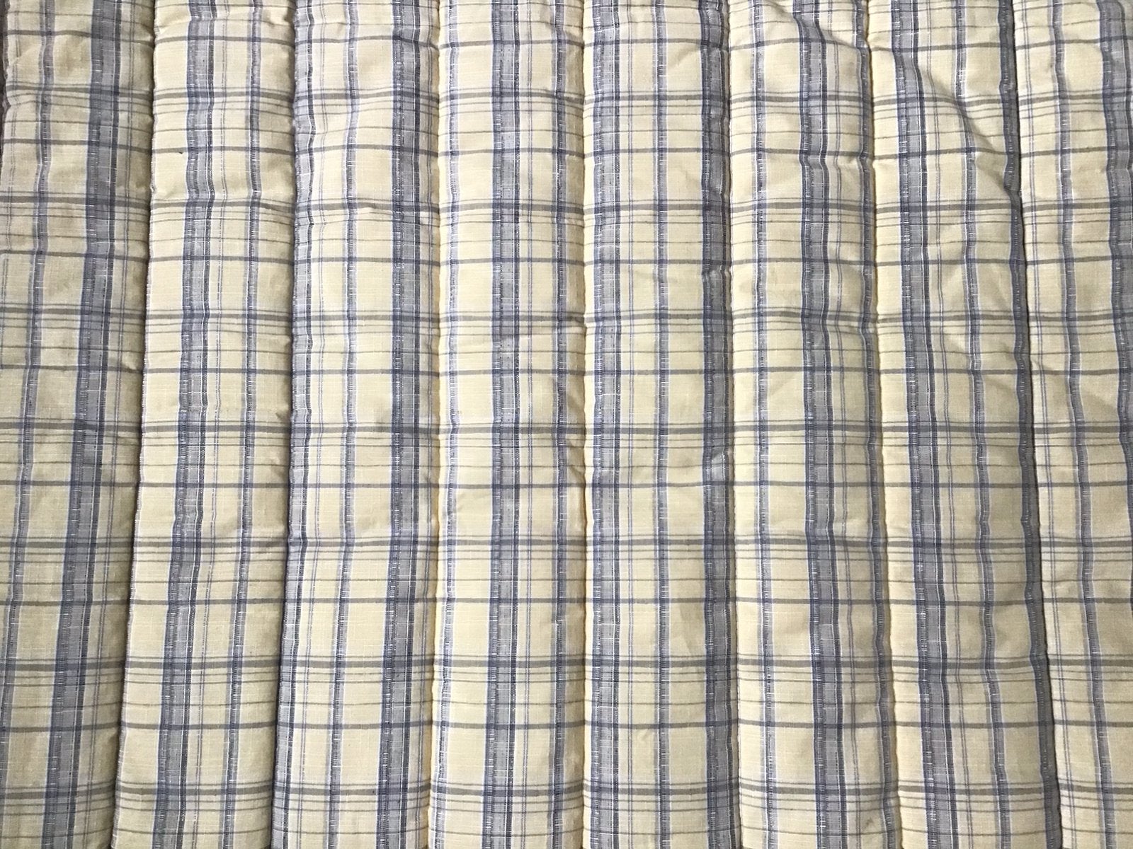 Gewatteerde stof geel grijs geruit 190x150 cm- katoen linnen, Hobby en Vrije tijd, Stoffen en Lappen, 120 cm of meer, Geel, Nieuw
