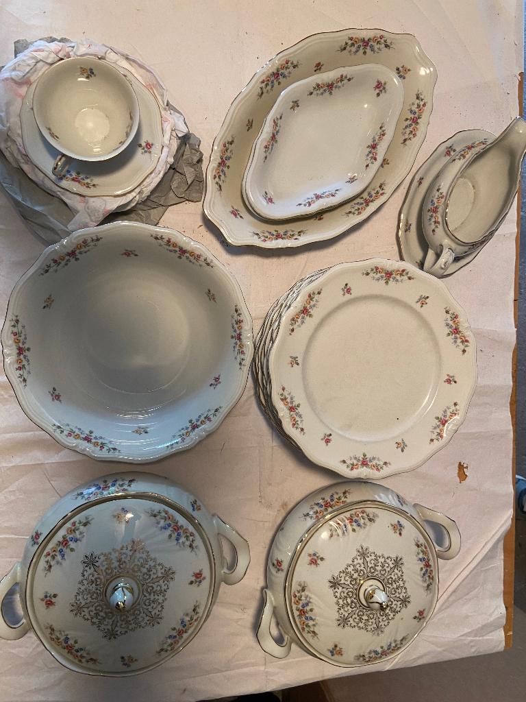 Servies vintage bloemen, Ophalen, Gebruikt, Overige stijlen, Porselein