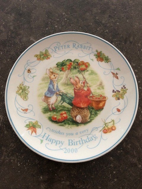 Beatrix Potter Bord Peter Rabbit met Benjamin Bunny, 21cm, Ophalen of Verzenden, Zo goed als nieuw, Dier
