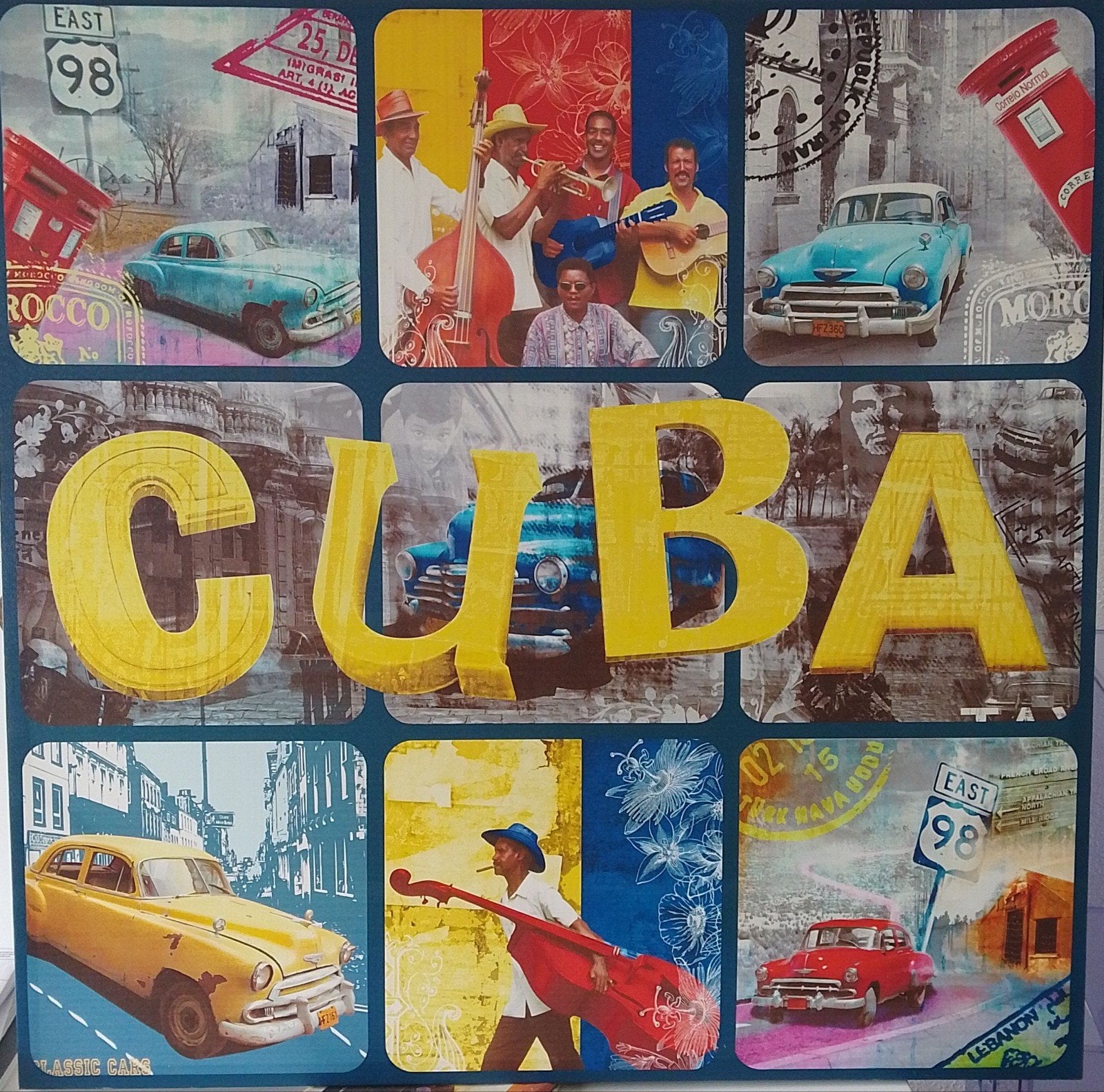 Cuba Wanddecoratie - Levendige Print op Canvas, Ophalen, 75 tot 100 cm, 75 – 100, Print