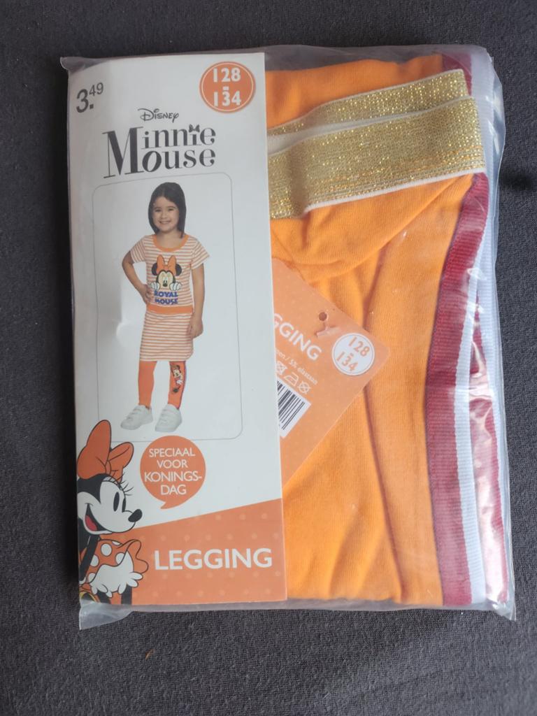 Disney oranje legging Minnie Mouse 128-134 NIEUW (streep), Kinderen en Baby's, Kinderkleding | Maat 128, Ophalen of Verzenden