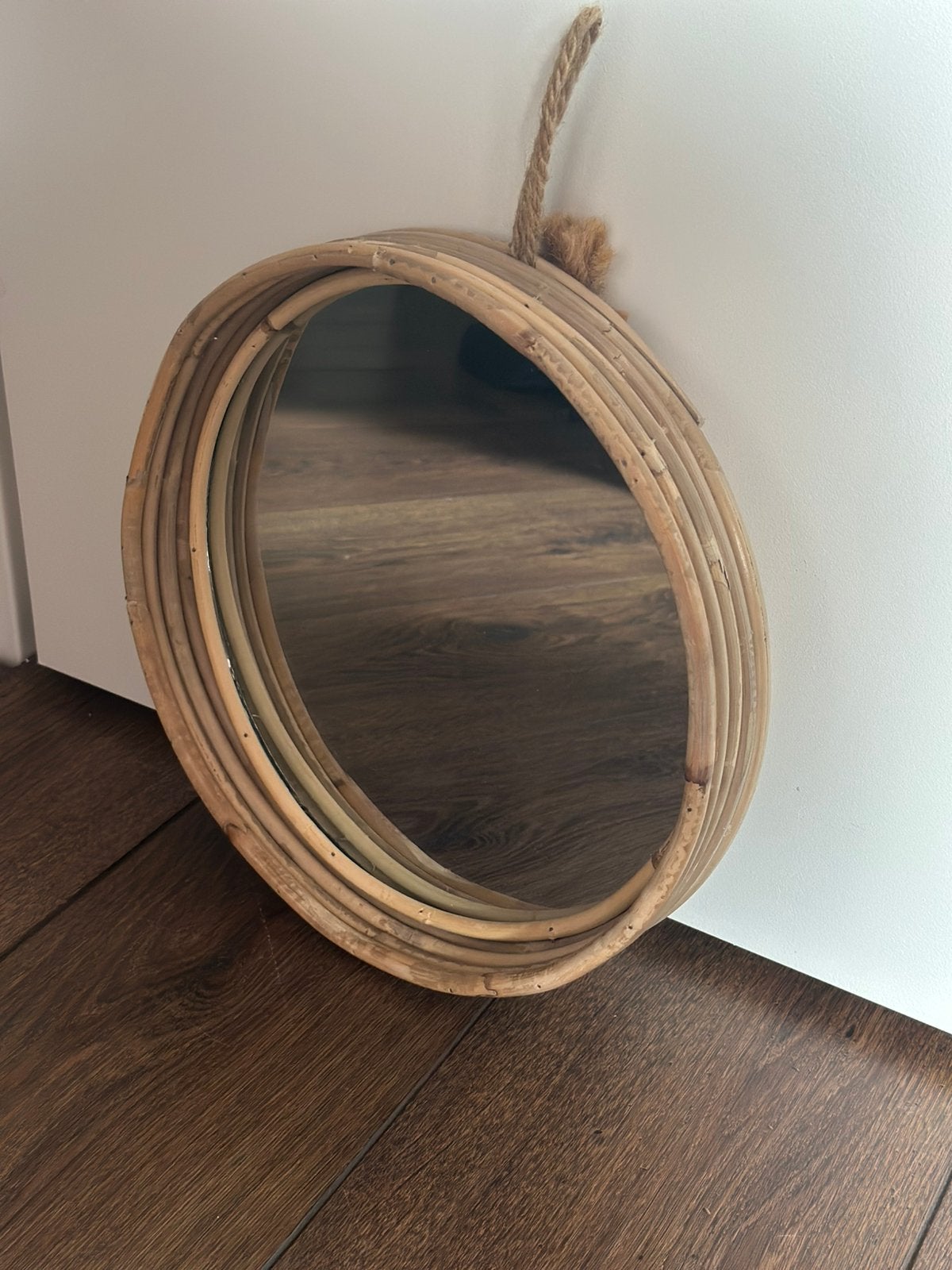 Bamboe spiegeltje rond, Ophalen, Minder dan 50 cm, Rond, Zo goed als nieuw
