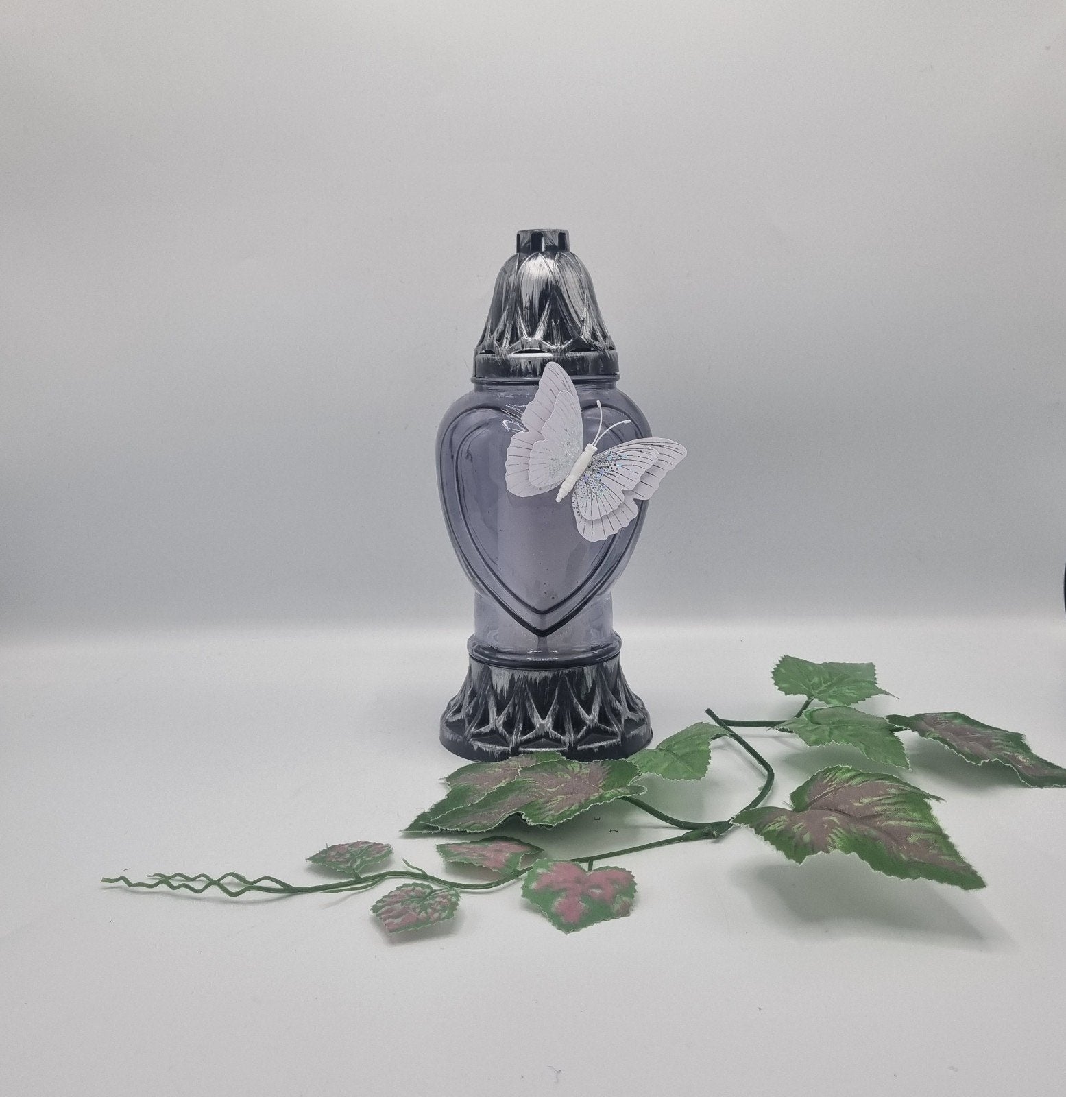 Herdenkingslicht met vlinder - Elegant hartdesign, Ophalen of Verzenden