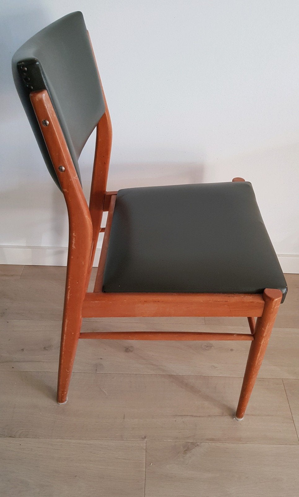 2 midcentury vintage jaren 50 60 stoelen groen skai teak, Ophalen, Gebruikt, Twee, Overige kleuren