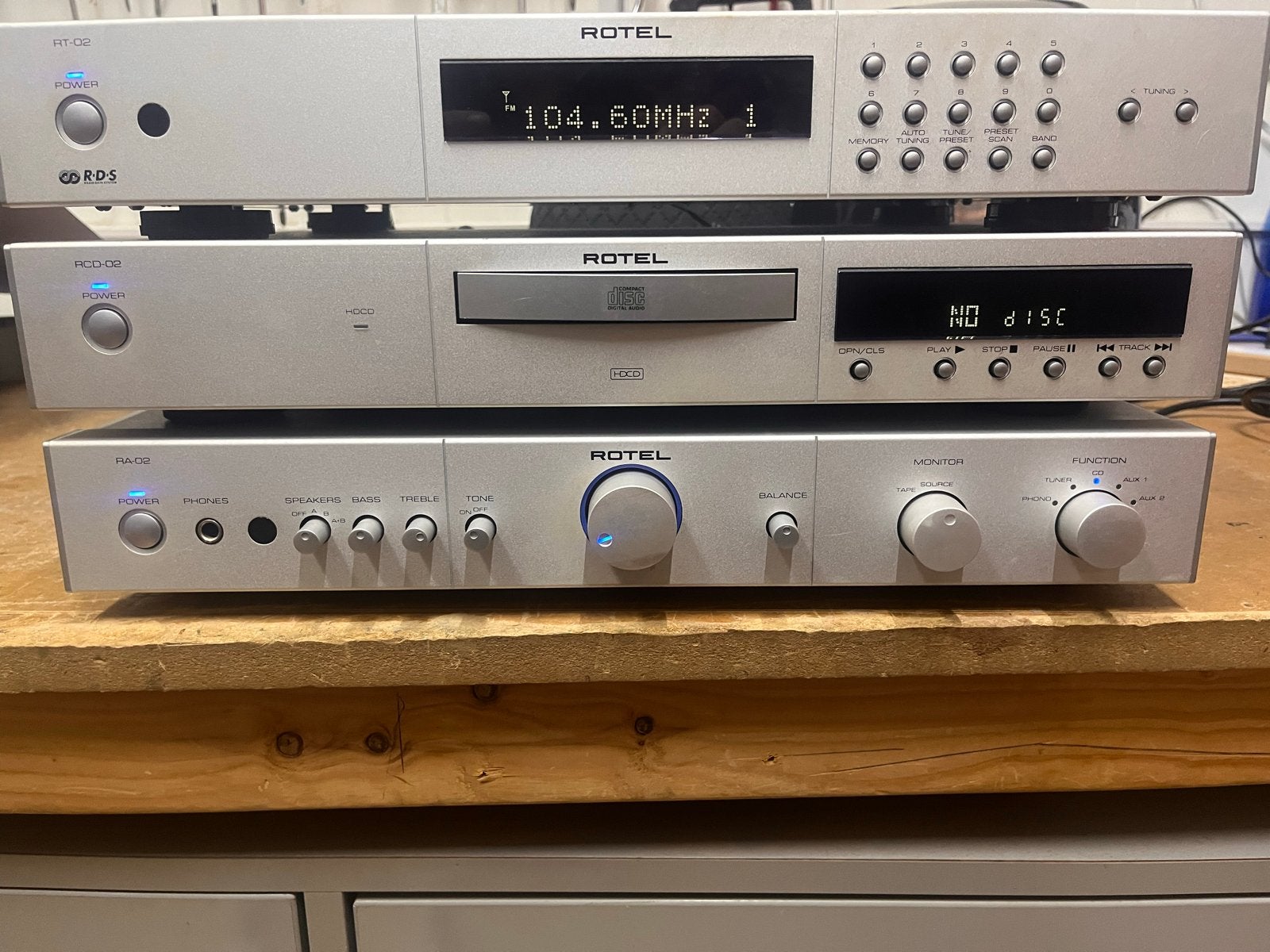 Rotel Hifi Set: Versterker, CD-speler, Tuner (RA-02, RCD-02,, Gebruikt, Losse componenten, Cd-speler, Ophalen