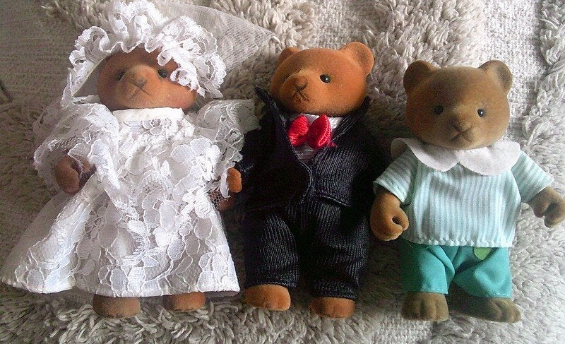 Vintage set van 3 Sylvanian Families bruine beertjes, Ophalen of Verzenden, Gebruikt
