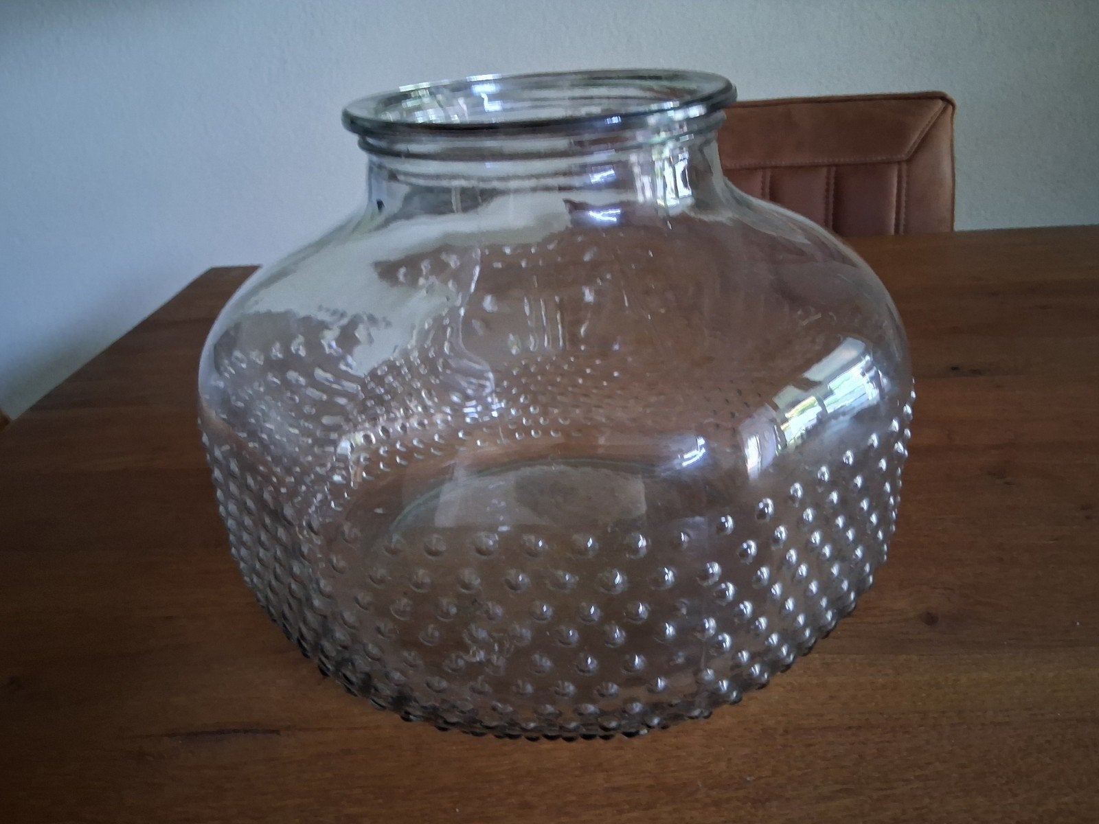 Grote ronde glazen vaas hoog25 cm en 32 cm doorsnede., Huis en Inrichting, Woonaccessoires | Vazen, Ophalen, Nieuw, Glas, 25 cm