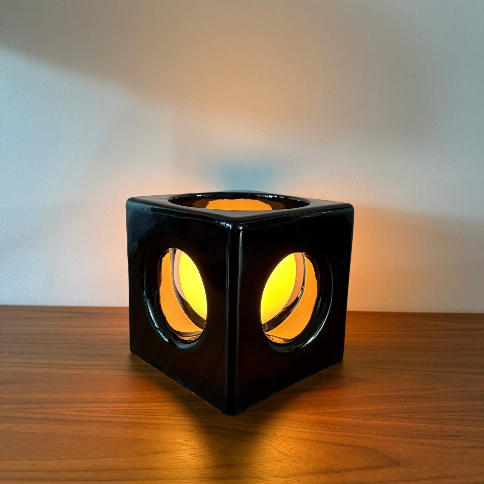 Tafellamp, postmoderne kubus lamp, keramiek, vintage ‘60/70, Ophalen of Verzenden, Keramiek, Vintage