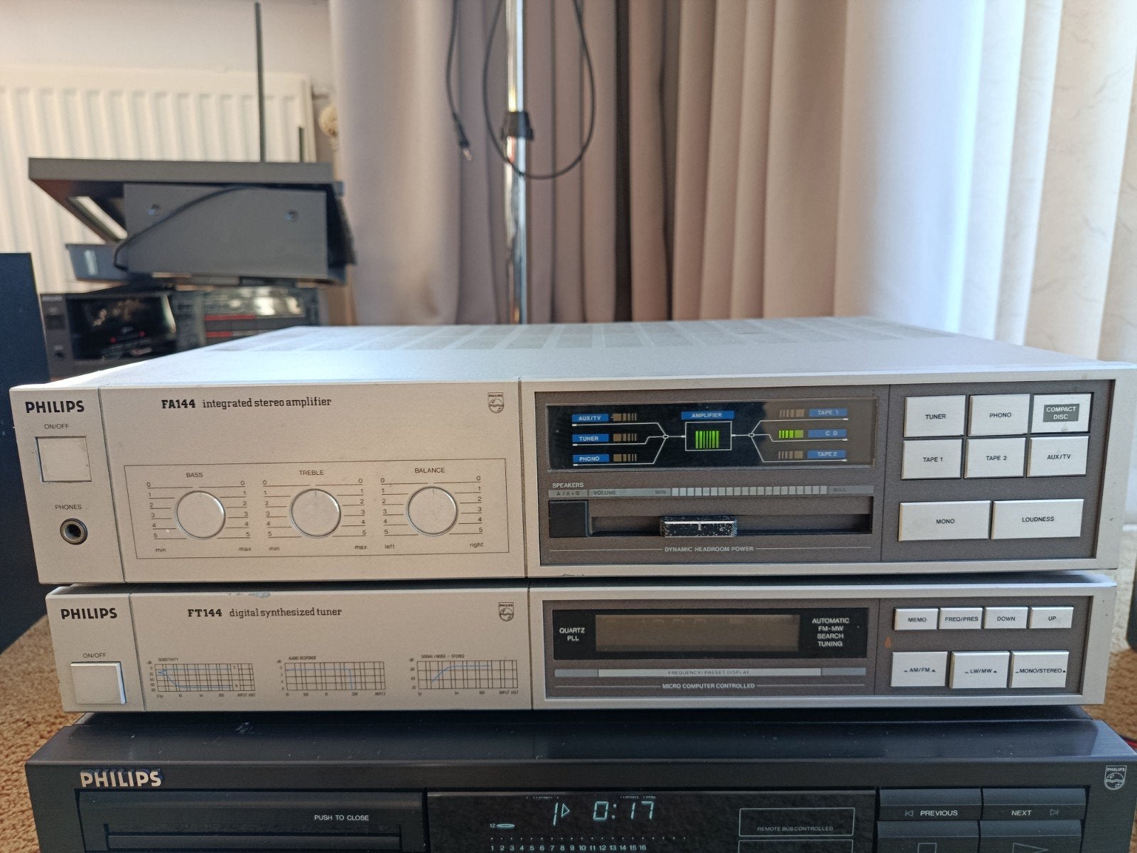 Philips FA144 Versterker & FT144 Tuner - Vintage Audio Set, Ophalen of Verzenden, Gebruikt, Overige merken