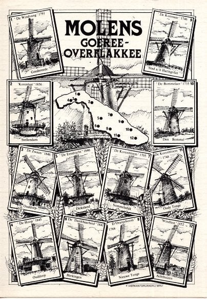 (ZH001) Ansichtkaart Goeree-Overflakkee 12 x molen, Verzamelen, Ansichtkaarten | Nederland, Ophalen of Verzenden, 1980 tot heden
