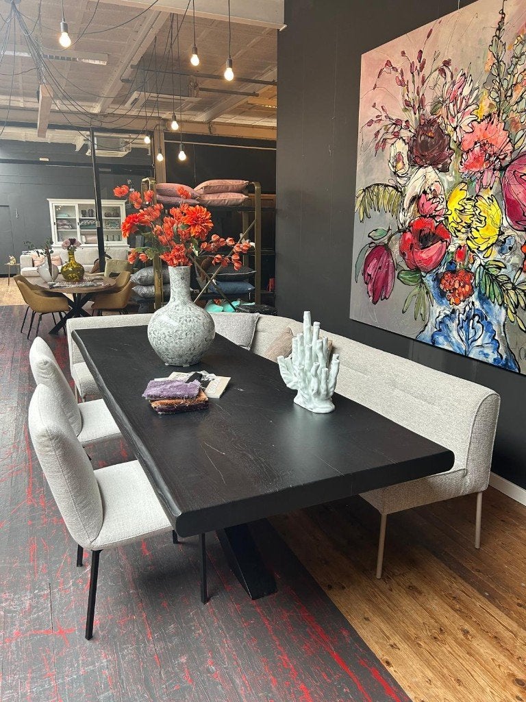 Eiken eettafel met stoelen en eetbank, Huis en Inrichting, Complete eetkamers, Ophalen, Minder dan 4 stoelen, Nieuw, Landelijk