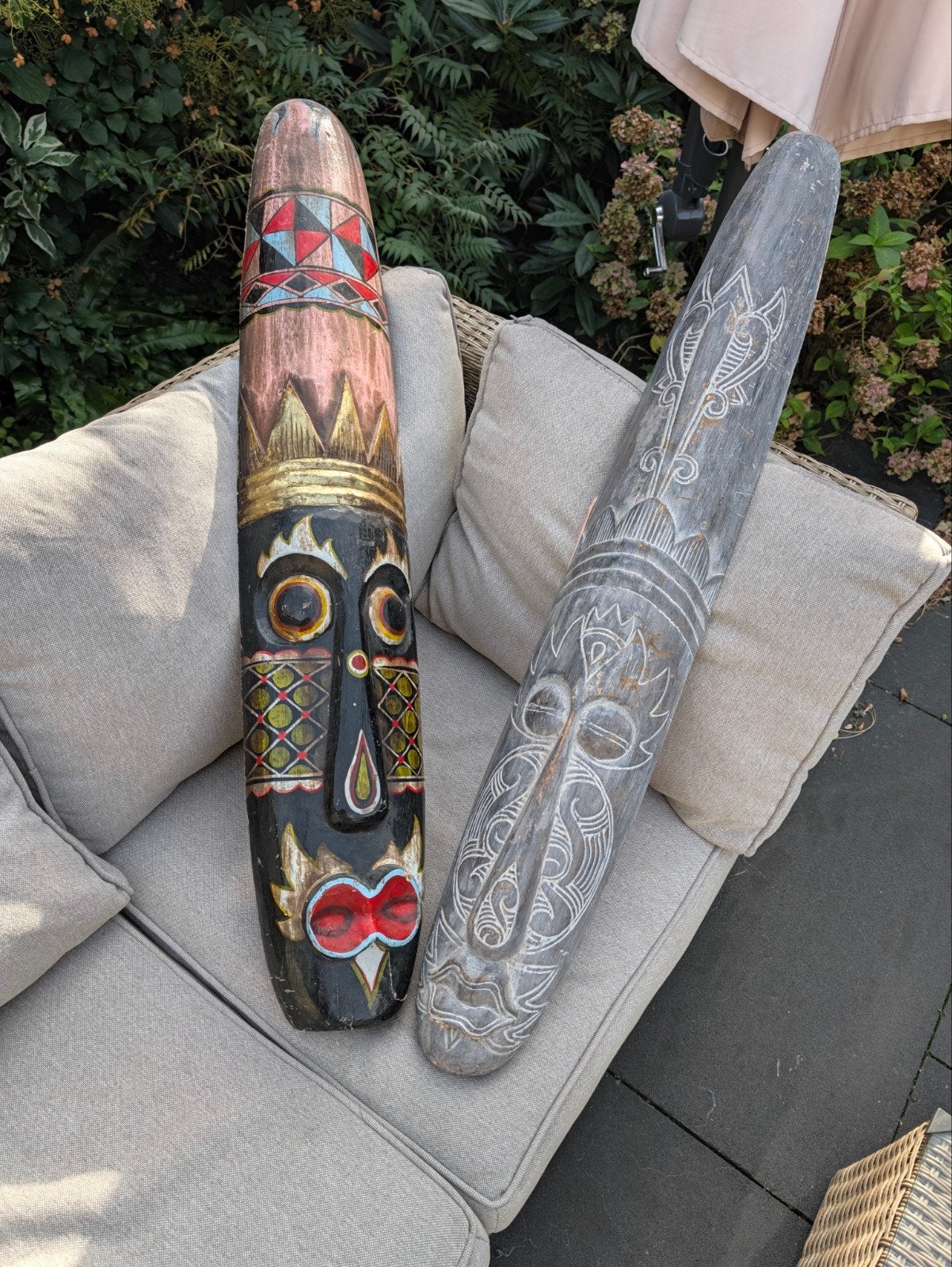 Twee Houten maskers., Ophalen of Verzenden
