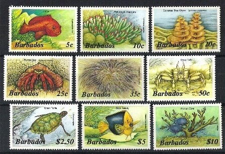 Barbados Mi nr 619/623-626-630/632 postfris Dieren, Verzenden, Postfris, Dier of Natuur
