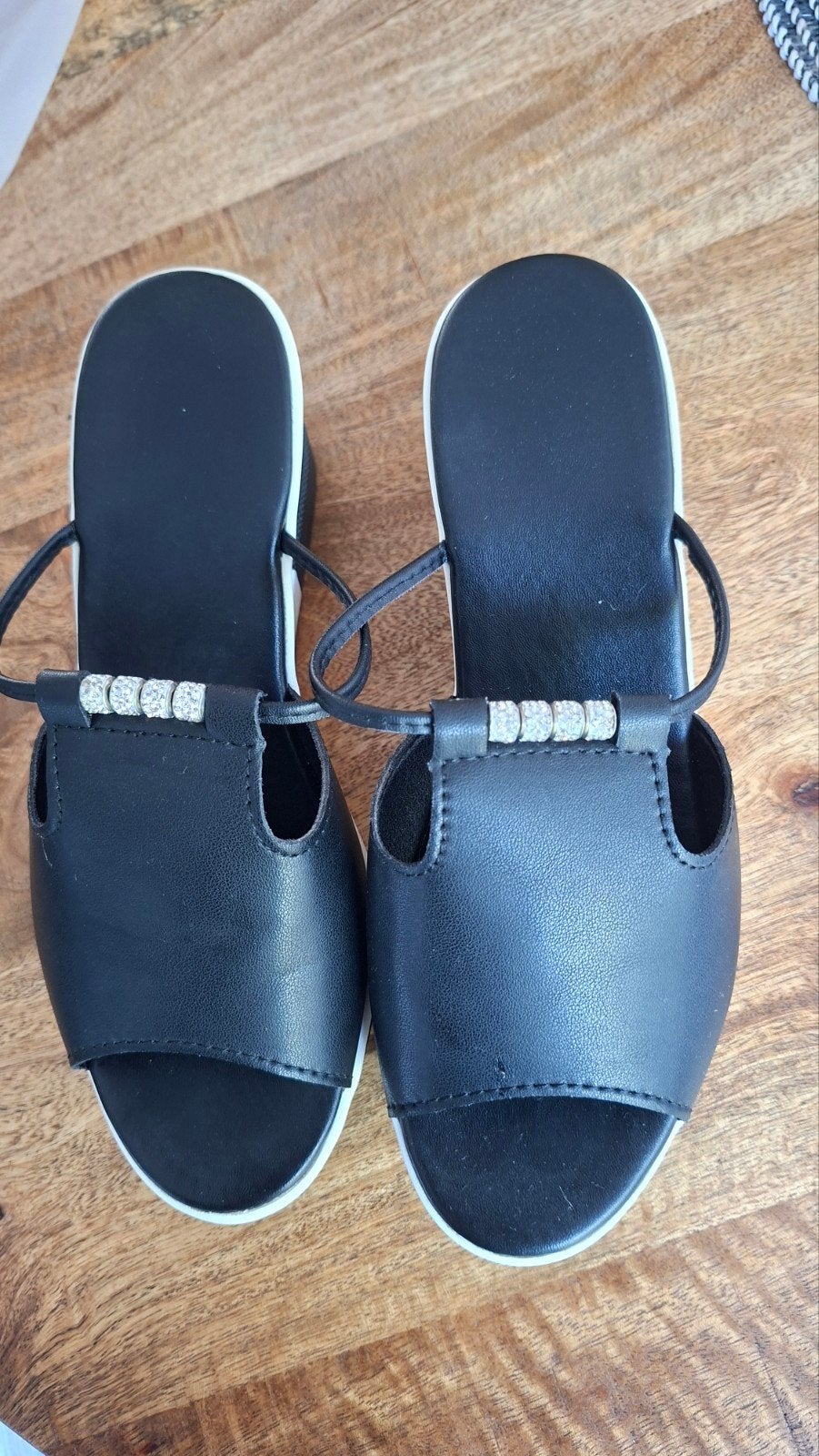 Fashion open schoenen  met sleehak, maat 38, in nieuwstaat, Fashion, Zwart, Zo goed als nieuw, Sandalen of Muiltjes