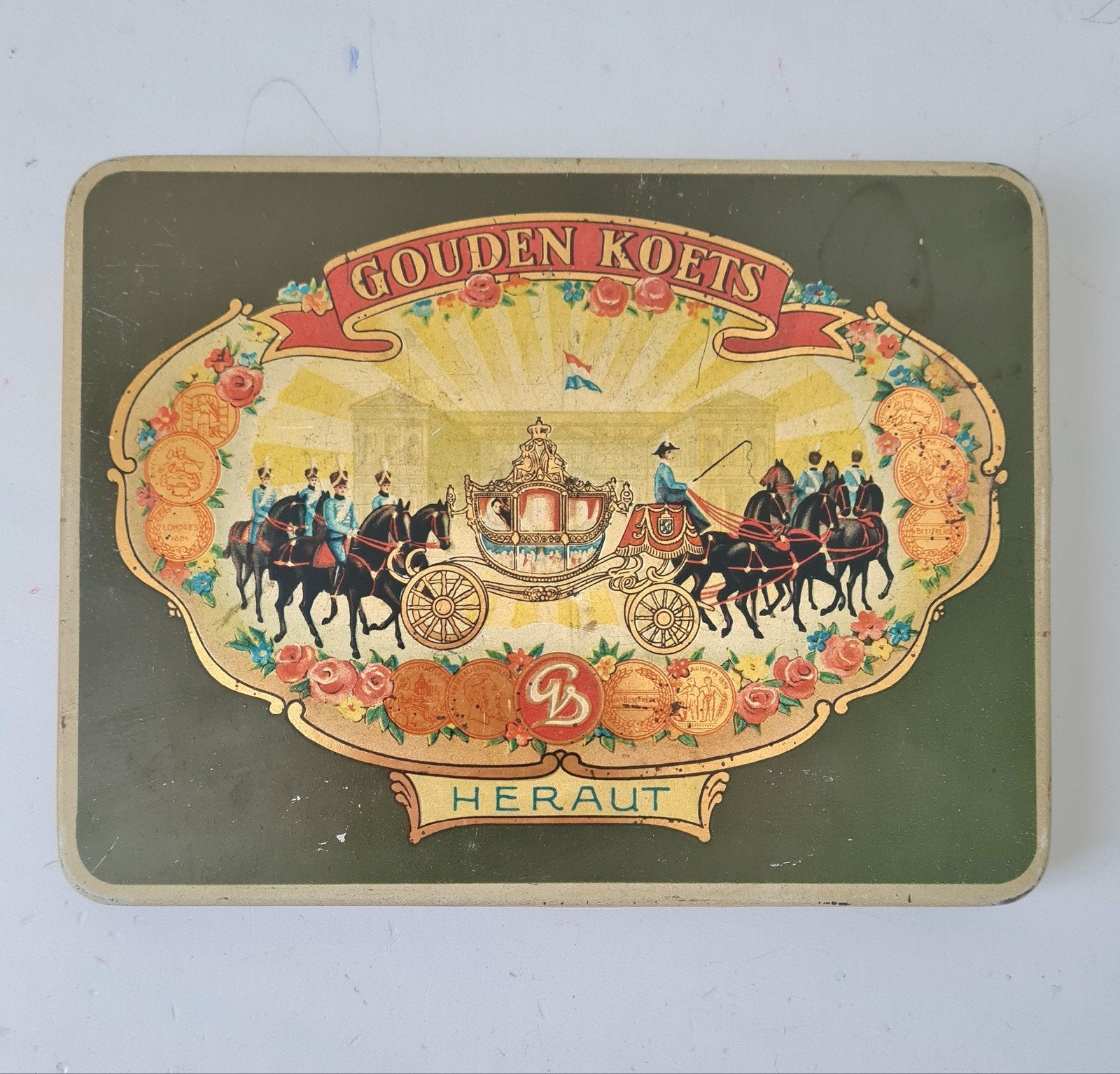 Vintage blik GOUDEN KOETS van HERAUT, Verzamelen, Ophalen of Verzenden, Gebruikt, Overige, Overige merken