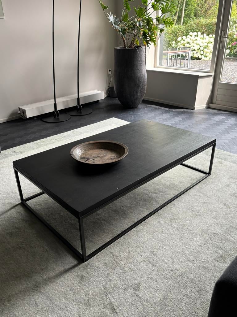 Salontafel stoer antiek eiken, Ophalen, Gebruikt, 100 tot 150 cm, 50 tot 100 cm