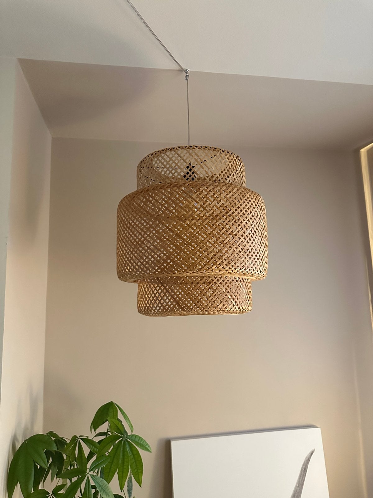 Sinnerlig Ikea Rotan Bamboe Rieten Hanglamp, Huis en Inrichting, Ophalen, Zo goed als nieuw, Hout, 50 tot 75 cm