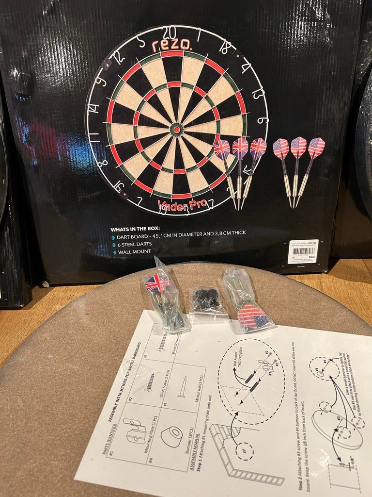 Rezo Vader Dartbord Pro inclusief pijlen, Sport en Fitness, Darts, Ophalen of Verzenden, Nieuw, Dartbord met pijlen