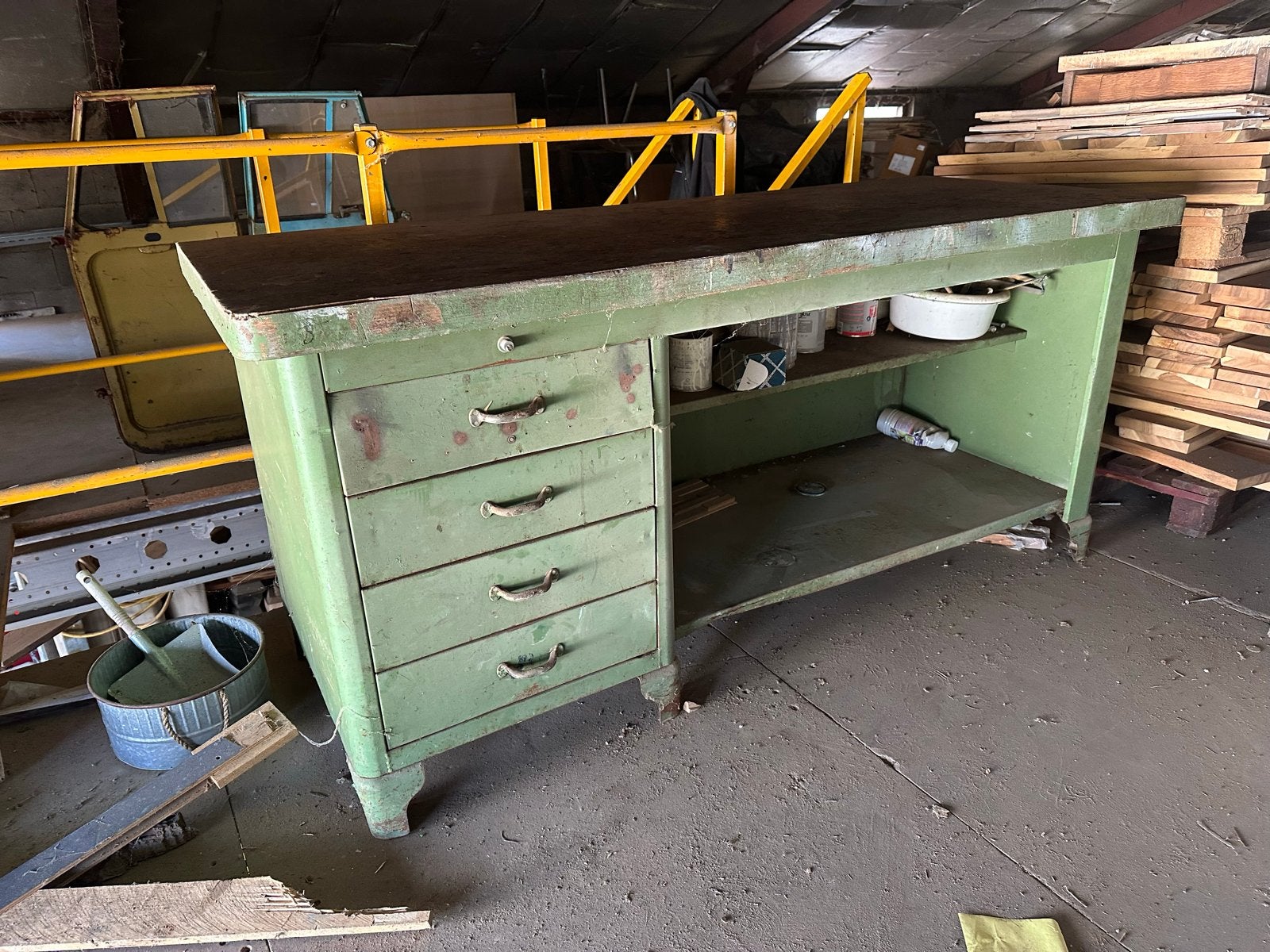 Vintage Werkbank - Robuust en Ruim (200x89 cm), Ophalen, Gebruikt, 170 cm of meer