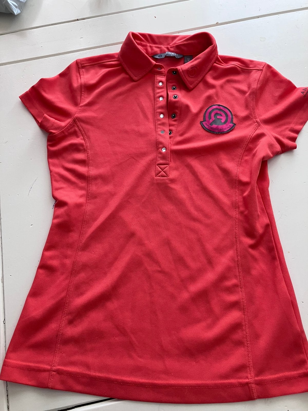 Anky paardrijshirt xs oranje/ zalm, Dressuur, Ophalen of Verzenden, Zo goed als nieuw, Dames
