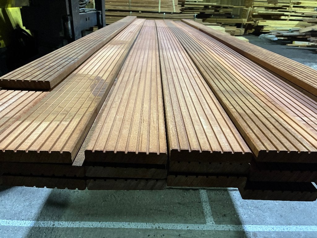 vlonderplanken-terras-planken-Hardhout-Mukulungu-25x143mm, Ophalen, Nieuw, Hout