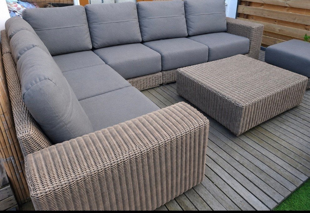 4 seasons outdoor Kingston Loungeset, incl tafel en poef!, Ophalen of Verzenden, Zo goed als nieuw, Wicker