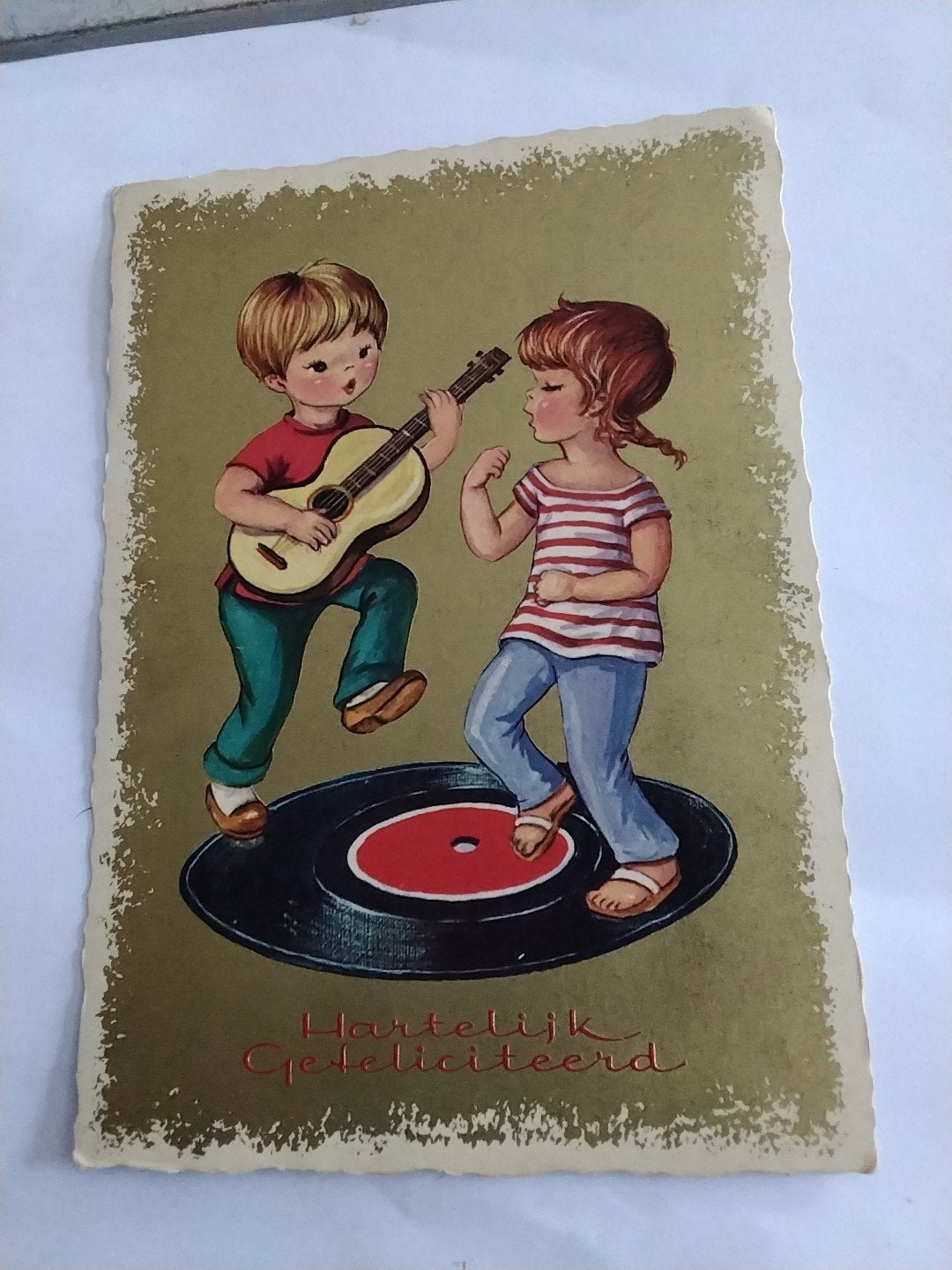 Vintage Ansichtkaart: Hartelijk Gefeliciteerd - Muziek, Ophalen of Verzenden, 1960 tot 1980, Gelopen