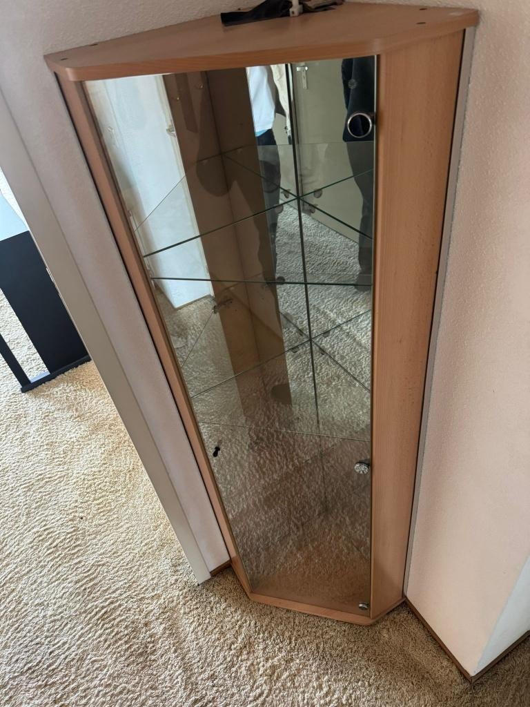 Hoekvitrinekast, Ophalen, 50 tot 100 cm, Glas, 150 tot 200 cm