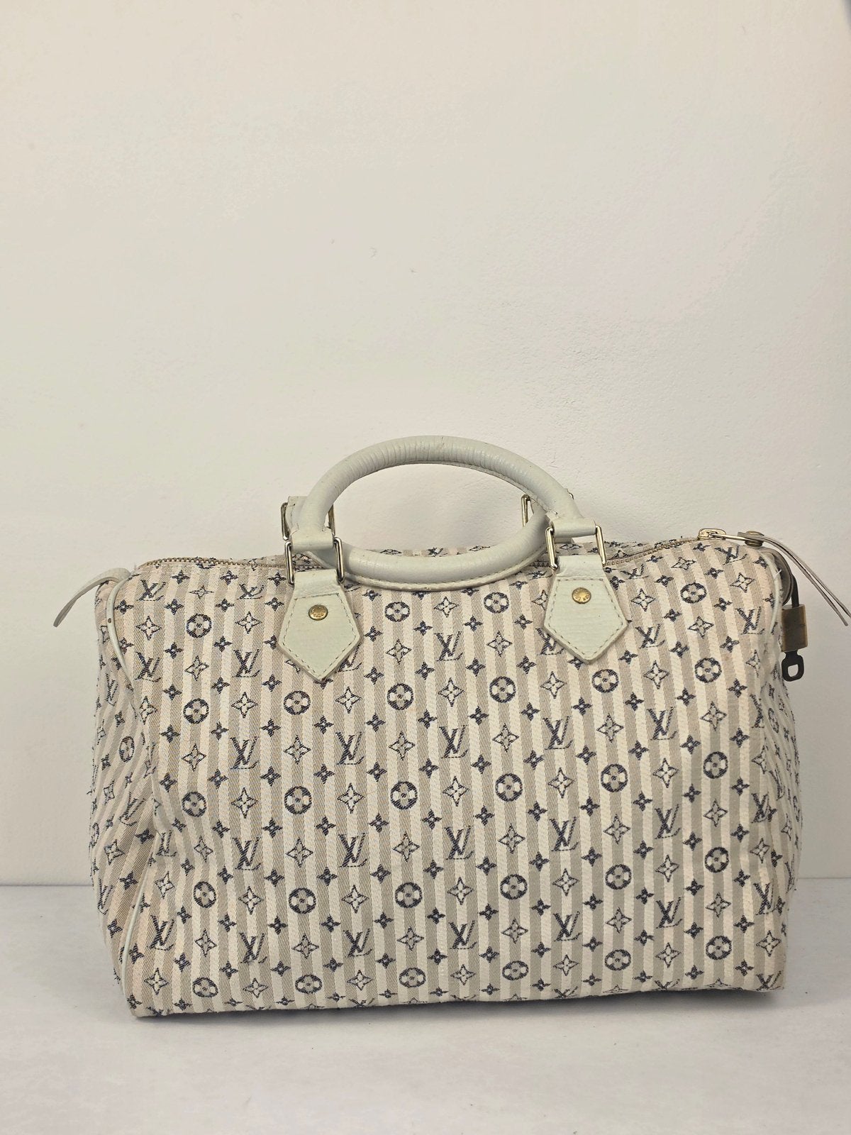 Louis Vuitton Speedy 30 Monogram Mini Lin Canvas Handtas, Ophalen of Verzenden, Gebruikt, Beige, Handtas