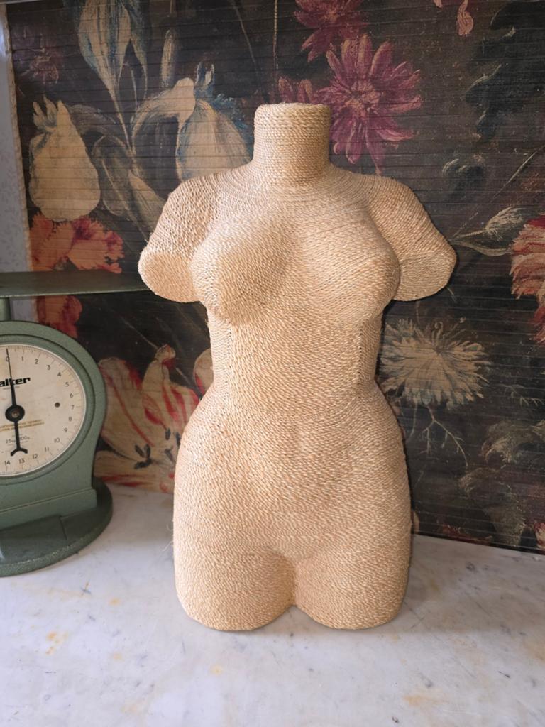 Vintage rieten paspop buste, Antiek en Kunst, Curiosa en Brocante, Ophalen of Verzenden