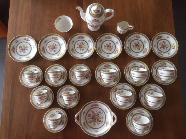 Grosvenor Bone China Theeservies - Elegant Bloemmotief, Ophalen of Verzenden