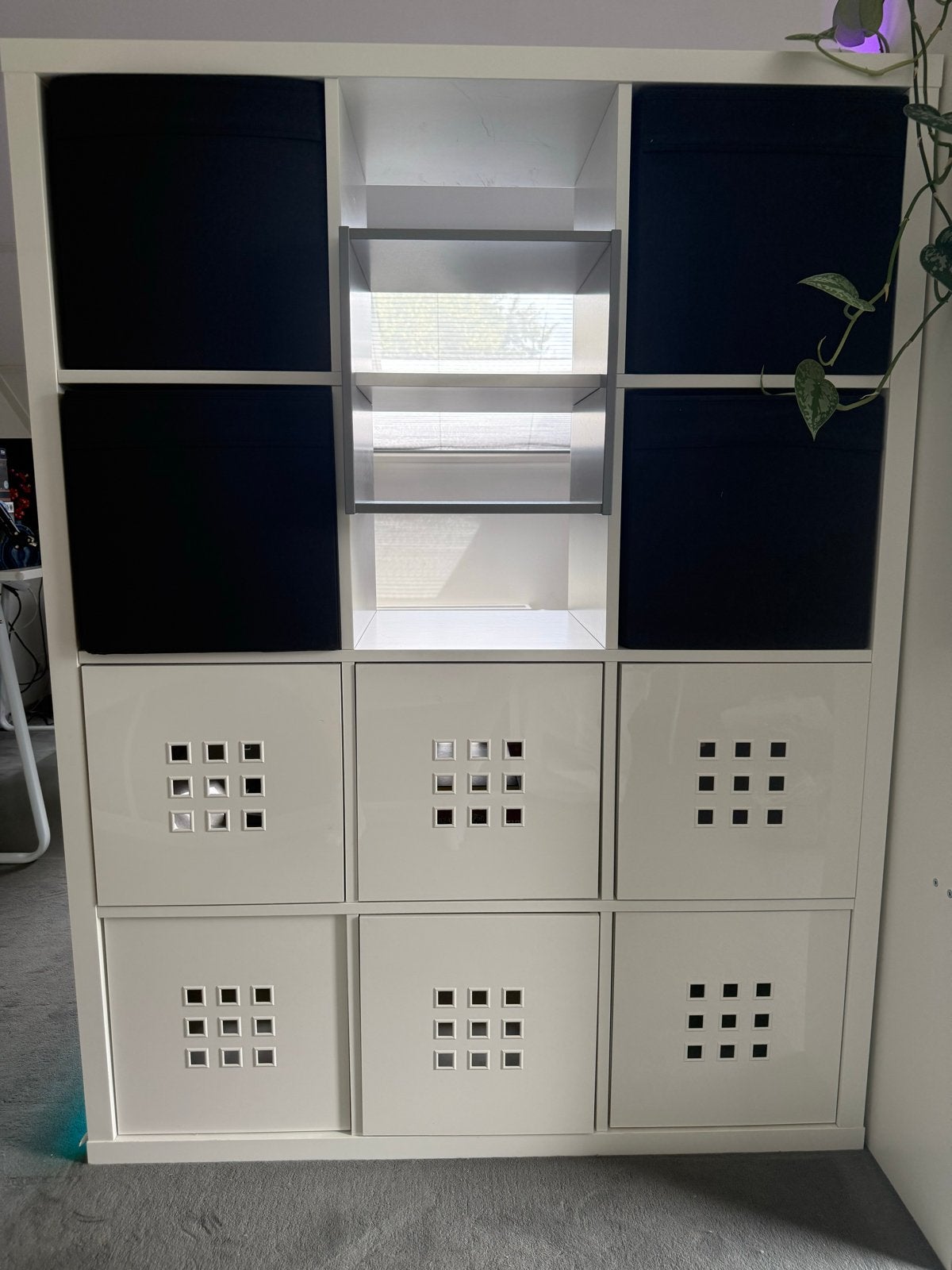 IKEA Kallax kast 3x4 met bakken en inzetstuk, Ophalen, Zo goed als nieuw