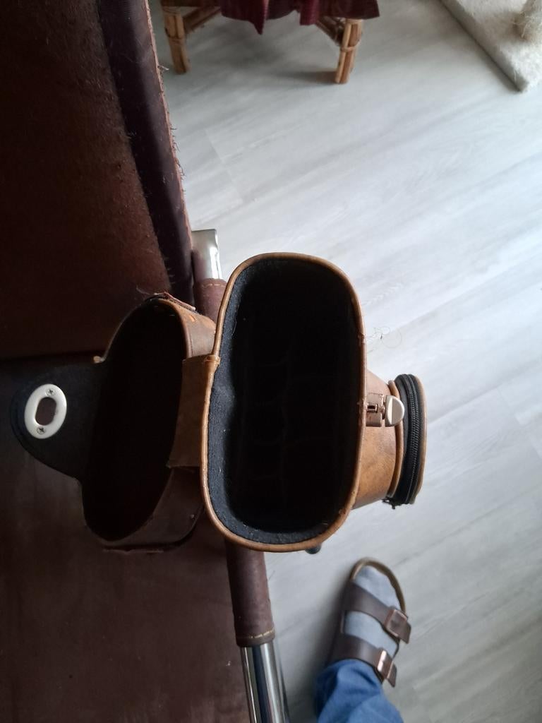 Leren biljartkeu koffer met lichte gebruikssporen, Ophalen of Verzenden, Gebruikt, Keu of Ballen