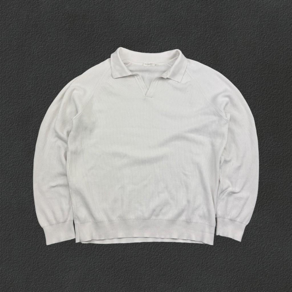 (1075) Wit Suitsupply lang poloshirt - XXL - Zeer goed, Wit, Overige maten, Ophalen of Verzenden, Zo goed als nieuw