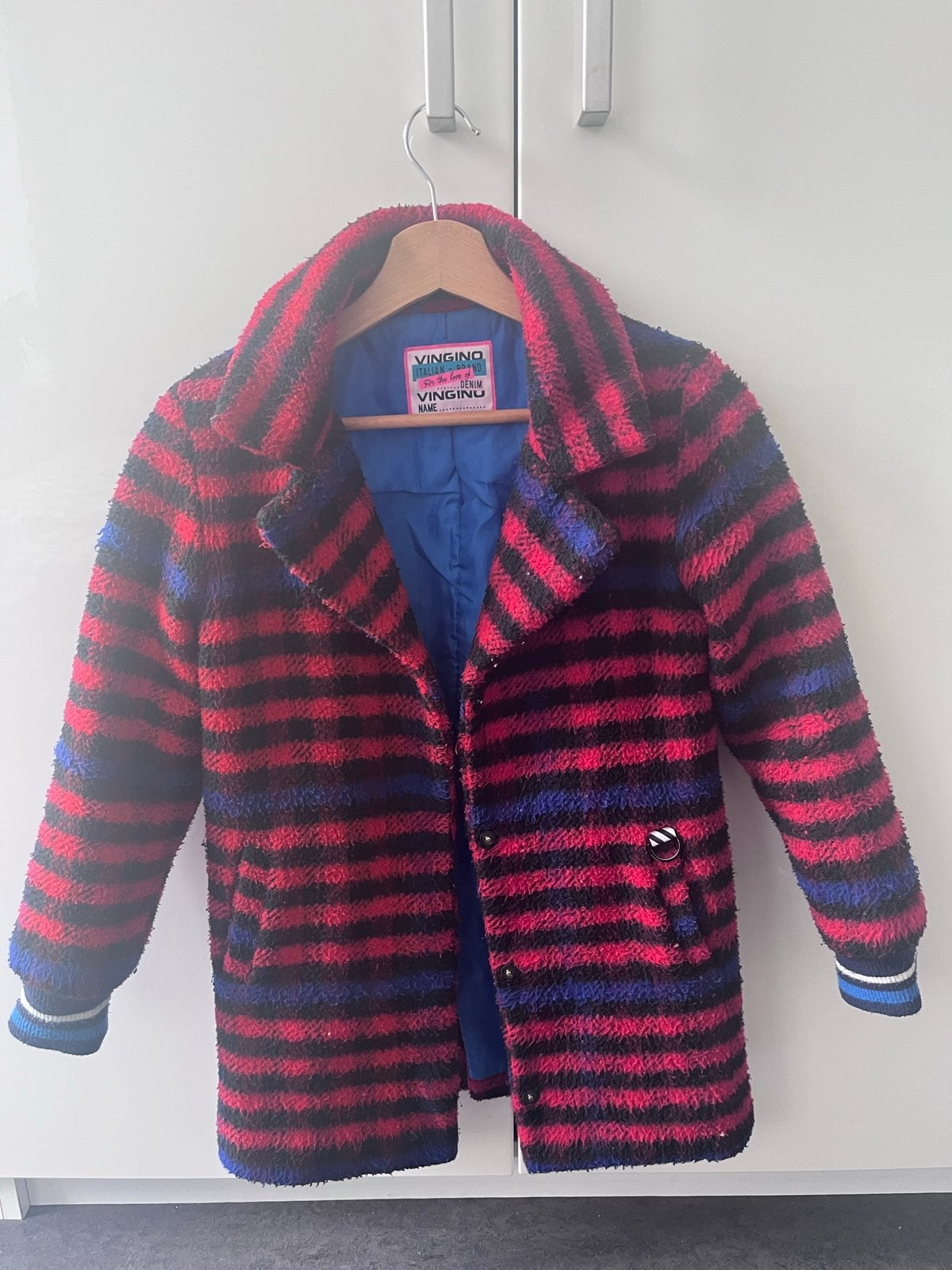 Vingino gestreepte teddy jas - meisje, maat 10, Ophalen of Verzenden, Gebruikt, Meisje