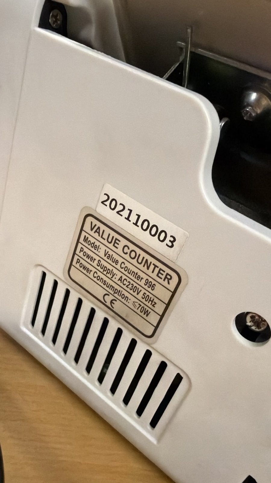 Geld telmachine - Value Counter 996, Ophalen