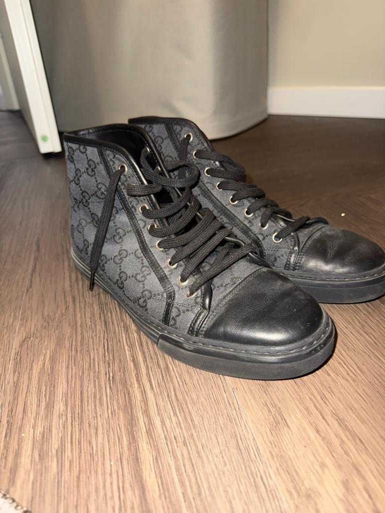 Gucci GG Supreme Canvas High-Top Sneakers Zwart/Grijs, Ophalen of Verzenden