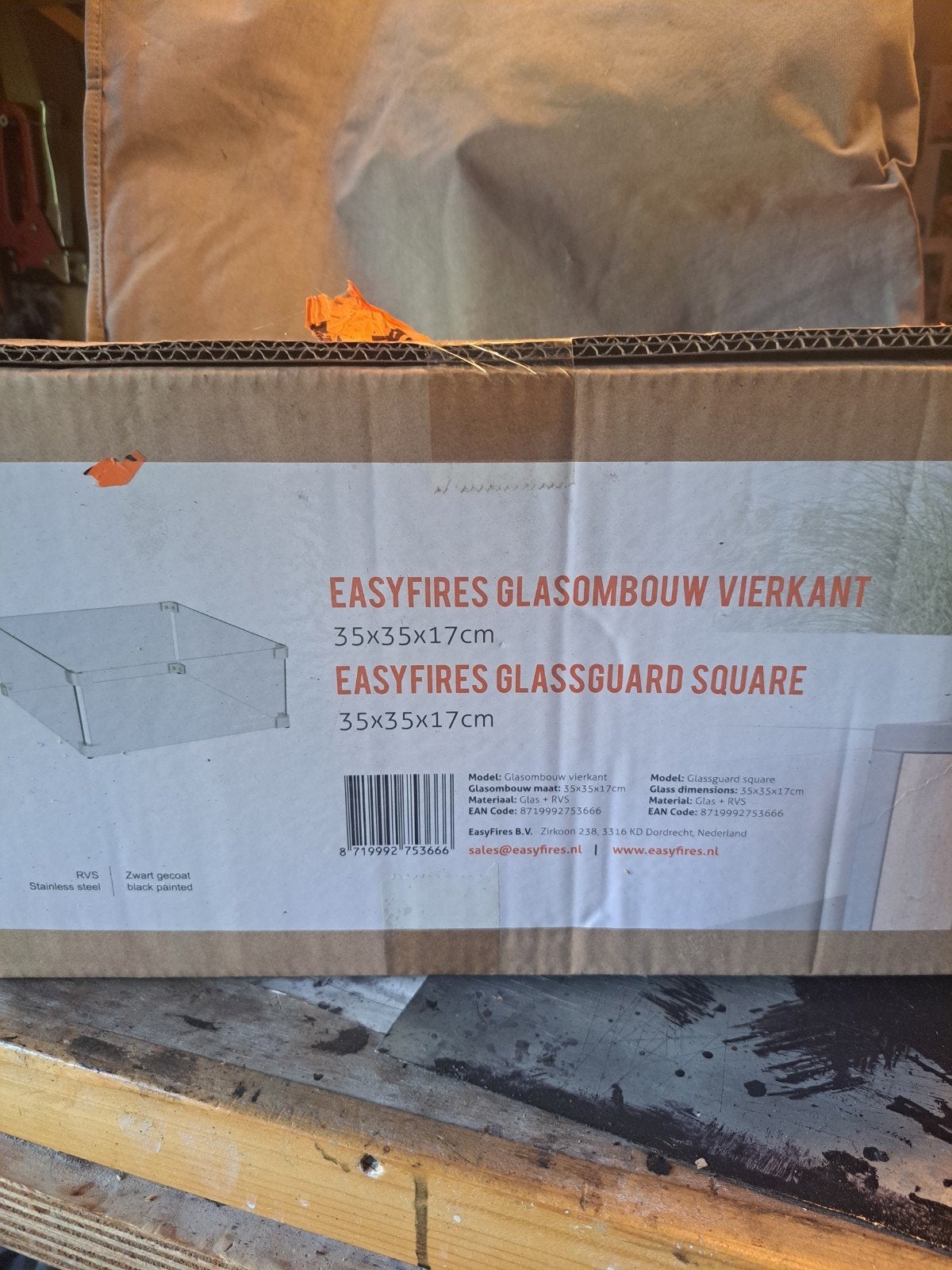 Easyfires Glasombouw vierkant 35x35x17cm, Ophalen, Nieuw