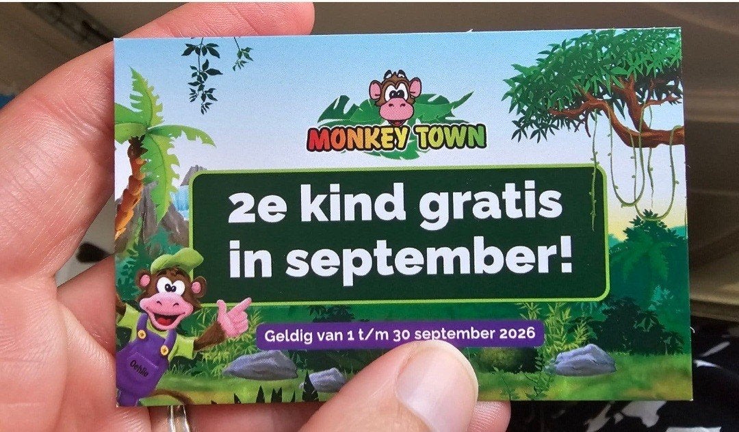 2e kaartje gratis monkey town. 4 stuks. 1 betalende 1 gratis