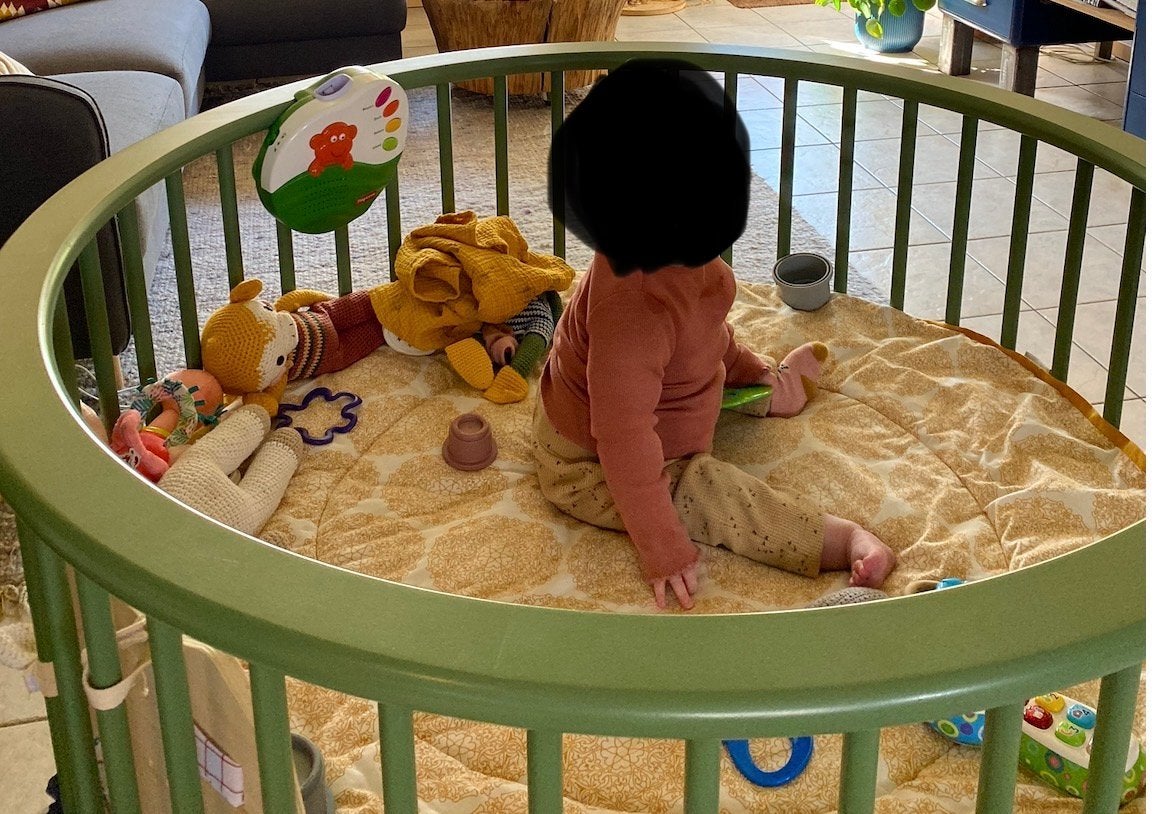 Ronde Bopita Box - Groen met Boxkleed, Kinderen en Baby's, Ophalen, Gebruikt, Rond, In hoogte verstelbaar