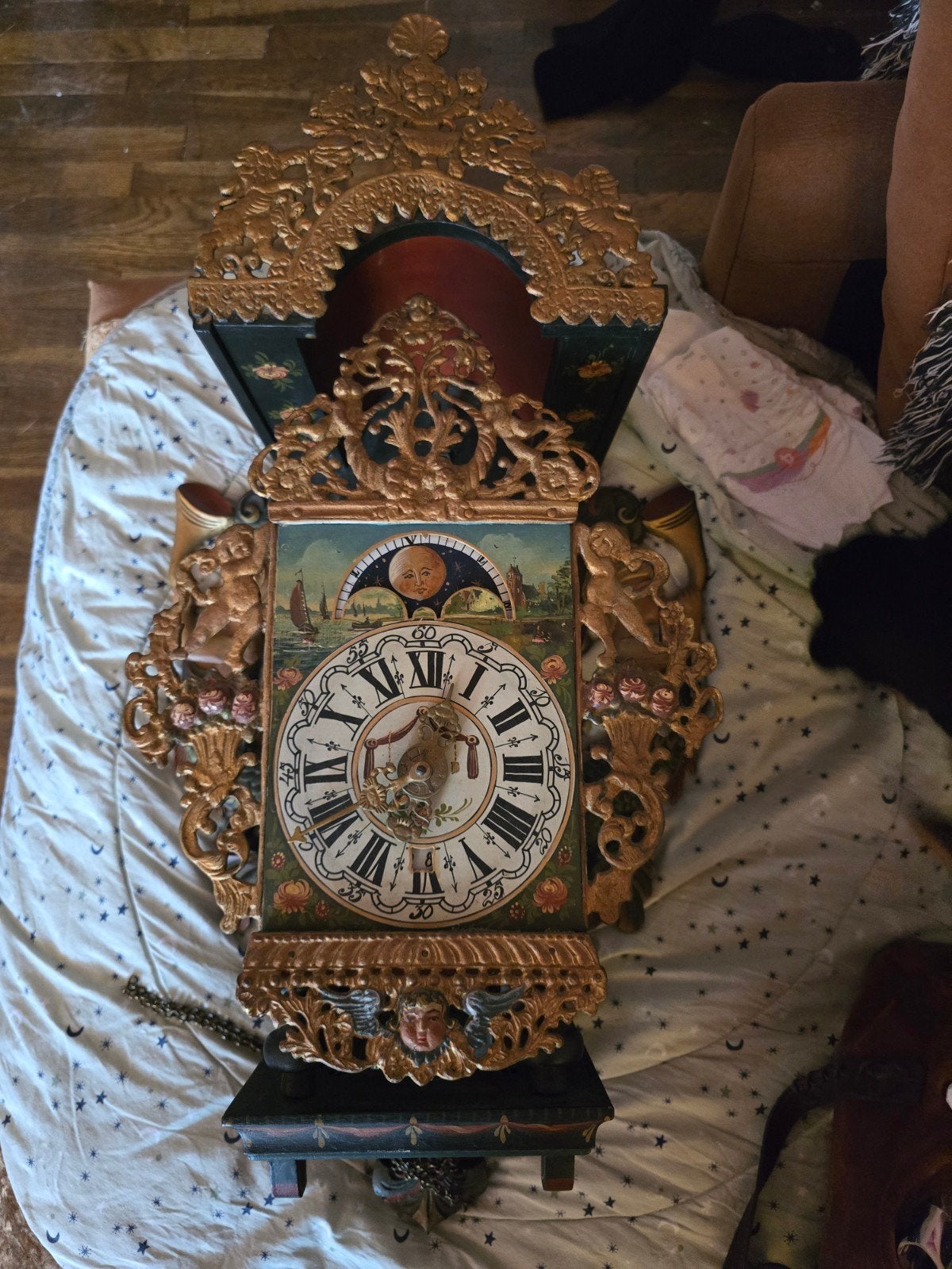 Antieke stoeltjesklok, Antiek en Kunst, Ophalen of Verzenden