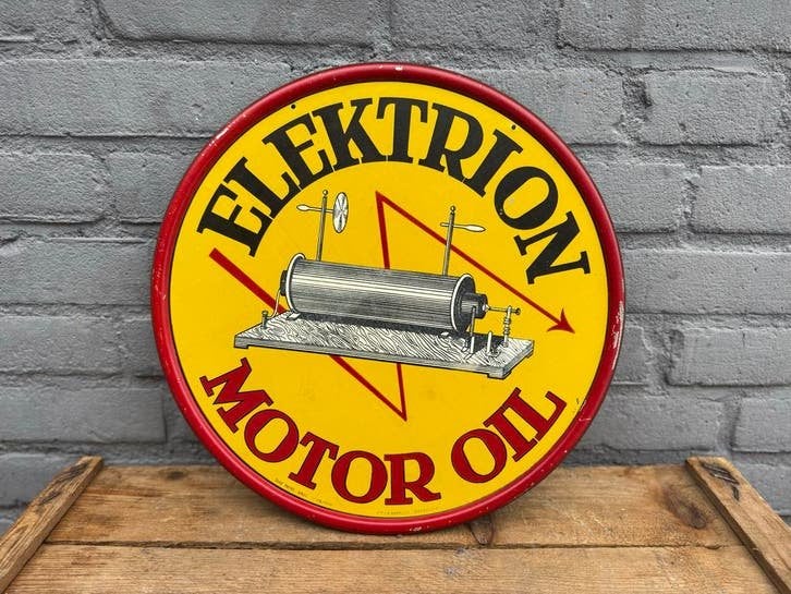 Vintage Reclamebord "Elektrion Motor Oil", Ophalen, Reclamebord, Gebruikt, .