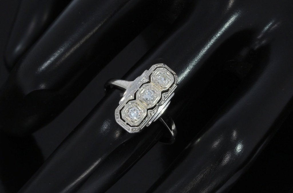 Diamanten art deco antieke fraaie gouden ring dame briljant, Sieraden, Tassen en Uiterlijk, Antieke sieraden, Ophalen of Verzenden