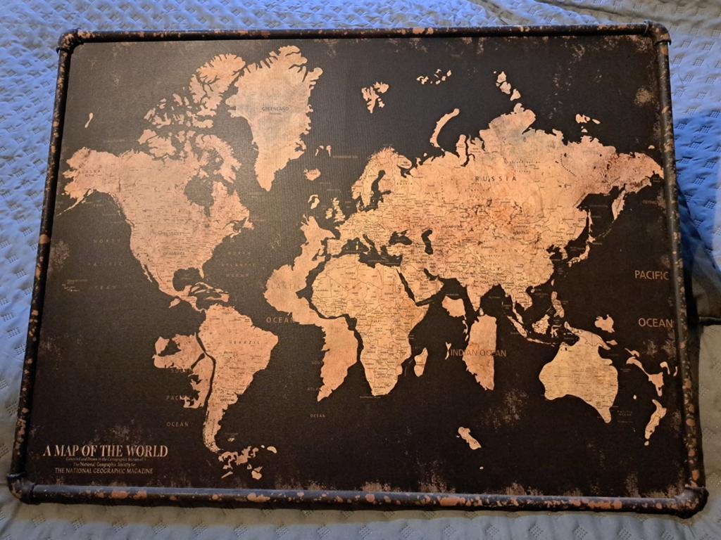 Wereldkaart, Ophalen of Verzenden, Zo goed als nieuw, Minder dan 50 cm, Schilderij