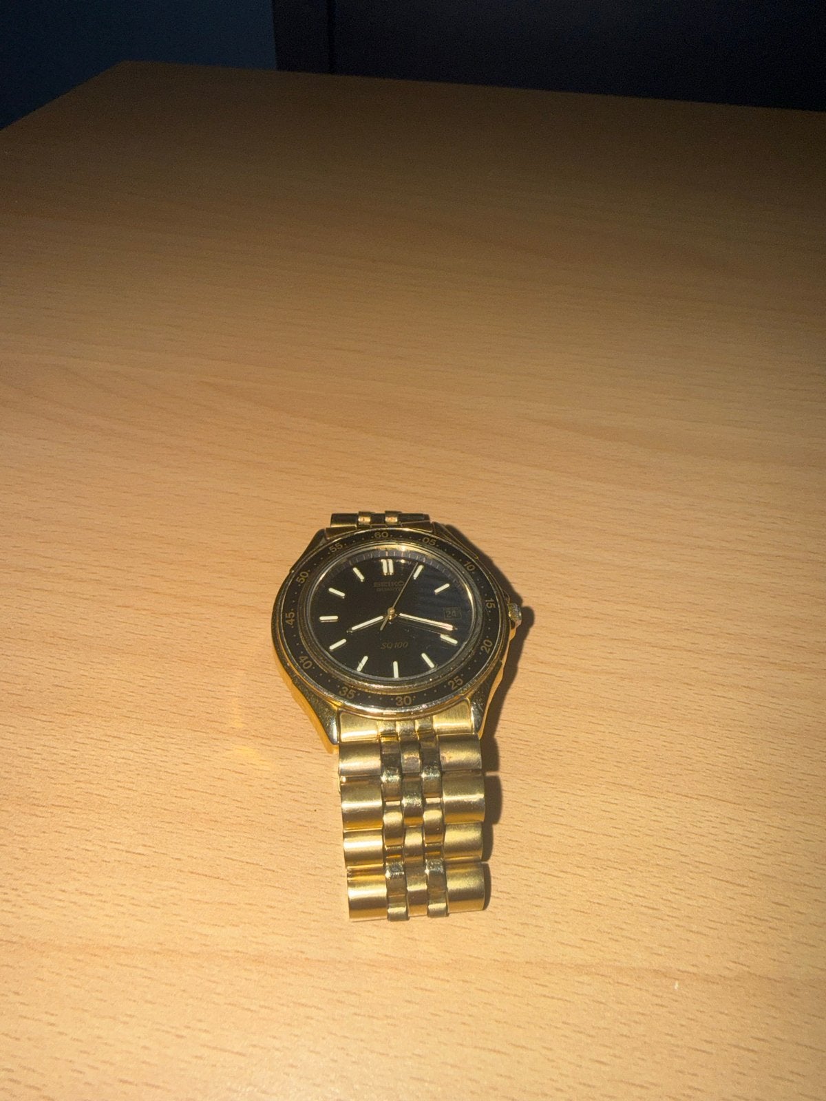 Gouden Seiko SQ100 Polshorloge - Klassiek en Elegant, Gebruikt, Polshorloge, Ophalen of Verzenden, Goud