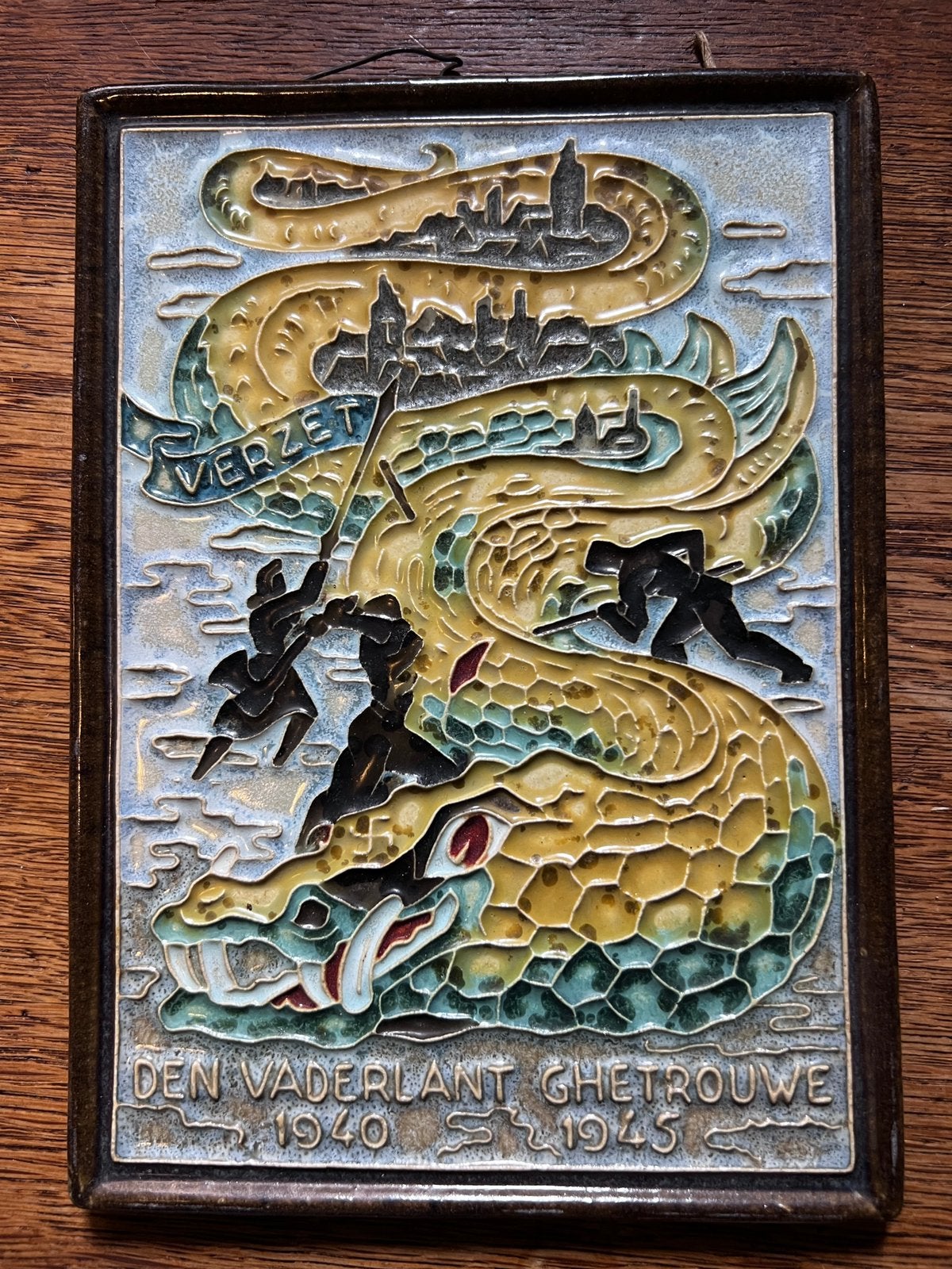 Wandplaquette porseleyne fles tweede wereldoorlog, Antiek en Kunst, Ophalen of Verzenden