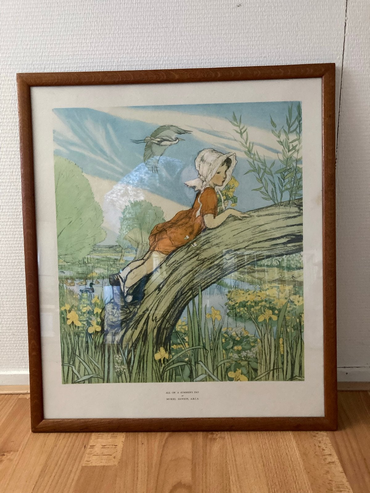 Oude school wandplaat 'All on a Summer's Day' Muriel Dawson, Ophalen, Natuur en Biologie